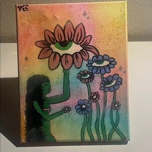 Colorful Abstract flower handmade Canvas Art